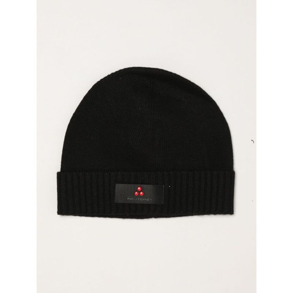 Peuterey Men Peuterey Wool And Cashmere Blend Beanie With Cuff And Logo Patch